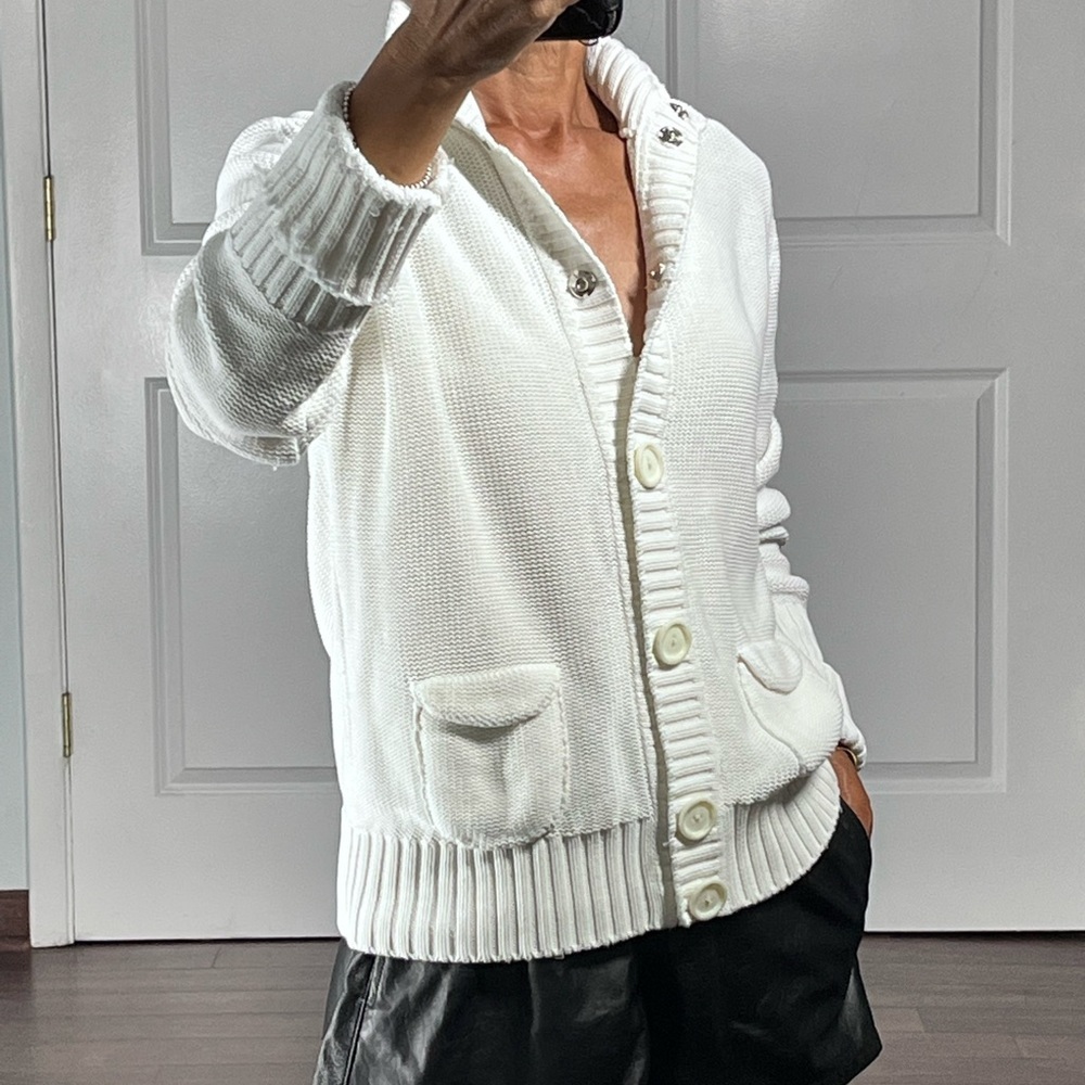 Akris Punto White Cotton Jacket Cardigan size 10 - Picture 6 of 14